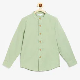 Campana 100% Cotton Full Sleeves Solid Shirt - Sage Green-picture-14