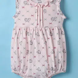 CUCUMBER Sinker Knit Frill Sleeves Onesie With Bow & Rabbit Print - Baby Pink-picture-22