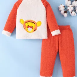 Mark & Mia Full Raglan Sleeves Winter Wear Night Suit With Animal Embriodery - Orange-picture-24