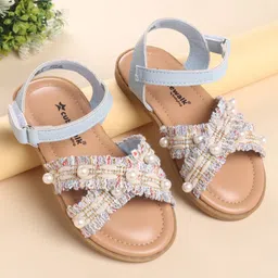 Cute Walk by Babyhug Velcro Closure Sandals With Pearl Detailing - Blue-picture-13