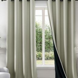 HOMEMONDE Off White & Black Set of 2 Black Out Door Curtain-picture-17