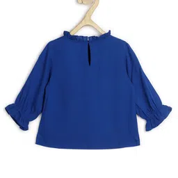 Chuppan Chupai Full Puffed Sleeves Bodice Pleated & Frilled Neckline Top - Blue image 3