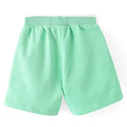 Babyhug Cotton Looper Knit Shorts Football & Text Patch -  Green image 2