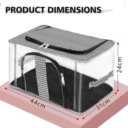 Storite 2 Pack Nylon 33 L PVC Transparent Moisture Proof Clothes/Saree Covers with Zip for Storage Design for Woman Dresses, Sarees, Lehngas for Wardrobe Organizer(Checks Design Black,44x31x24cm) image 2