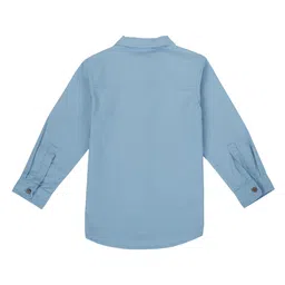 Pranava Organic Cotton Organic Cotton Woven Full Sleeves Solid Shirt With Bow - Tide Blue image 4