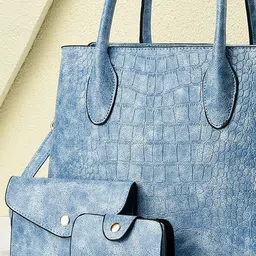 StyleCast Women Textured Structured Handheld Bag with Pouch image 2