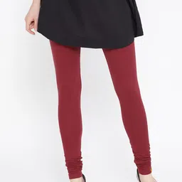 AURELIA Women Maroon Solid Churidar Length Leggings-picture-54