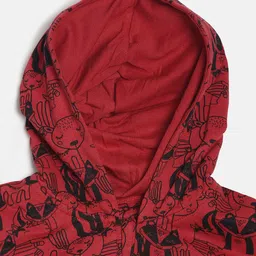 MINI KLUB Girls Red & Black Conversational Print Cotton Tracksuit image 5