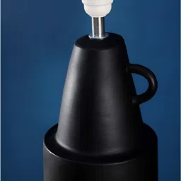 FREEDOM TREE Black & Orange Cylindrical Shaped Ceramic Table Lamp image 3