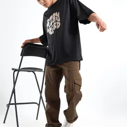 THE BEETEL HOUSE Men Printed Drop-Shoulder Sleeves Applique T-shirt image 3