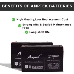 Amptek 6 V 7 Ah Black Sealed Rechargeable SMF Industrial Battery, AT6-7 image 3