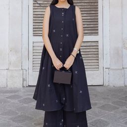 GoSriKi Woven Design Round Neck A Line Kurta With Palazzos-picture-28