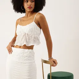 bebe Shoulder Strap Crop Top With Pleated Pencil Midi Skirt Co-Ords-picture-33