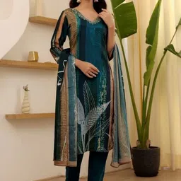 Siya Fashion Women Printed Regular Thread Work Kurta with Trousers & With Dupatta-picture-36