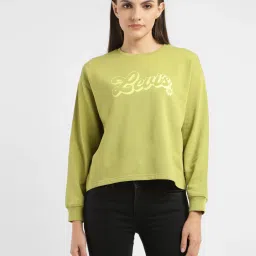 levi's Women's Graphic Print Green Crew Neck Sweatshirt image 1