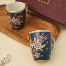 Ritu Kumar Home Fantasia Set Of 2 24K Gold Pleated Printed Porcelain Mugs-image-14