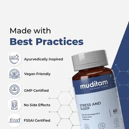 Muditam Stress & Sleep Tablets With KM-66 Ashwagandha - 60 Tablets image 3