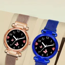 SZN Women Dial & Stainless Steel Straps Analogue Watch Mag Flower Gold+BlueSZNN36514459-image-76