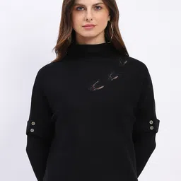 Global Republic Women High Neck Pullover Sweaters-image-55