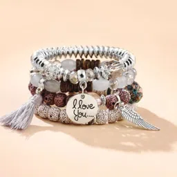 TheVineGirl Set Of 4 Artificial Beaded Elasticated Bracelet-image-54