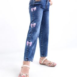 arias by lara dutta Arias Cotton Stretch Woven Carrot Fit Full Length Jeans with Boe Embroidery -Light Wash-picture-33