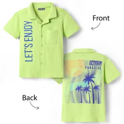 Pine Kids Cotton Knit Half Sleeves Shirt with Beach Theme Print - Light Green-picture-27