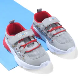 Cute Walk by Babyhug Velcro Closure Sneaker Shoes With Space Theme Print - Grey-picture-26