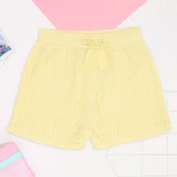 Pantaloons Junior Woven Schiffli Lace Shorts - Yellow-image-64