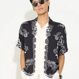 People Men Relaxed Fit Ethnic Motifs Printed Cuban Collar Casual Shirt-image-83