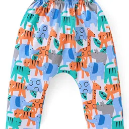 Babyhug Interlock Cotton Knit Stripes & Giraffe Printed Diaper Leggings Pack of 3 - Multicolour image 2