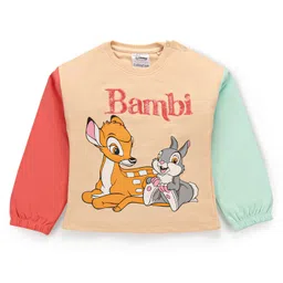 Babyoye Disney Terry Knit Full Sleeves Oversized Drop Shoulder Full Sleeve Swetashirt & Lounge Pant With Bambi Graphic - Mint & Orange image 2