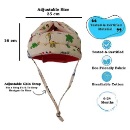 Luvlittle Adjustable Cushioned Baby Safety Helmet Jungle Printed - Light Yellow (Print May Vary) image 3