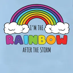The Peppy Tend 100% Cotton Half Sleeves Family Theme The Rainbow After The Storm Text Printed Onesie - Blue image 4