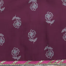 The Magic Wand Cotton Woven Sleeveless Floral Printed & Gota Lace Embellished Lehenga Choli With Dupatta Set - Wine image 4