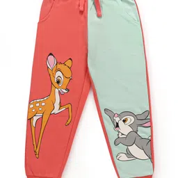 Babyoye Disney Terry Knit Full Sleeves Oversized Drop Shoulder Full Sleeve Swetashirt & Lounge Pant With Bambi Graphic - Mint & Orange image 4