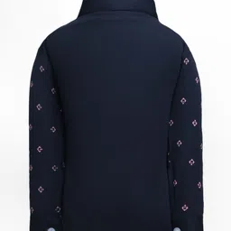 Rikidoos Full Sleeves Textured & Abstract Printed 3 Piece Party Suit With Bow Set - Onion Pink & Navy Blue image 5