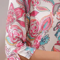 JISORA Floral Print Pure Silk Top image 2