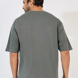 Styli Men Solid Round Neck Cotton Oversized T-shirt image 2