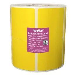 Tudko 38x38 mm 80 GSM 2 UP Self Adhesive Paper Label Yellow-picture-26