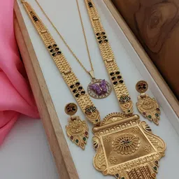 OM KRISHIV COLLECTION Women Set Of 2 Gold-Plated Jewellery Set image 1