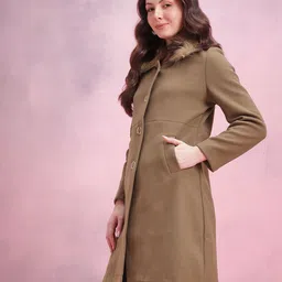 DressBerry Double-Breasted Parka Coat with Detachable Faux Fur Collar image 3