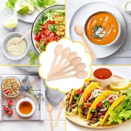 UMBRELLA CORPORATION 75 mm Disposable Spoons Wooden Body for Parties, Weddings, Events (Pack of 100) image 4