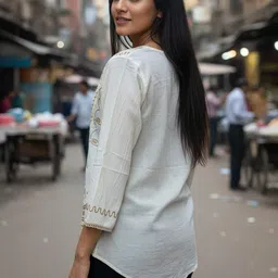 ZHOF Embellished Embroidered Cotton Top image 5