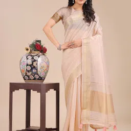 ALAGINI Woven Design Zari Organza Saree With Blouse Piece-picture-42