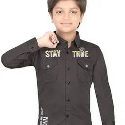 BAESD Boys Classic Fit Typography Printed Spread Collar Cotton Casual Shirt-image-39