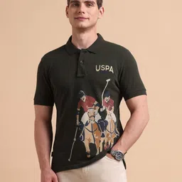 U.S. Polo Assn. Denim Co. Graphic Printed Polo Collar Pure Cotton Muscle Fit T-shirt image 1