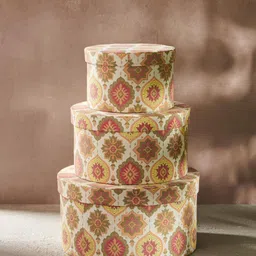 Fabindia Ajrakh Brown & Green 3 Pieces Ethnic Motifs Printed Paper Gift Box-picture-30