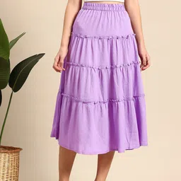 Mast & Harbour Crinkled Tiered Flared Midi Skirt-picture-28