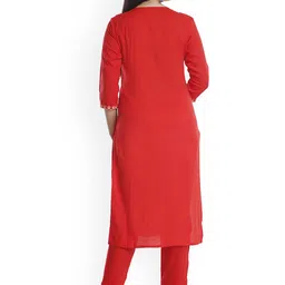 G4Girl Women Ethnic Motifs Yoke Design Regular Thread Work Kurta with Pyjamas image 4