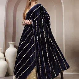 Moda Rapido Women Ethnic Motifs Embroidered Velvet Dupatta with Gotta Patti image 4